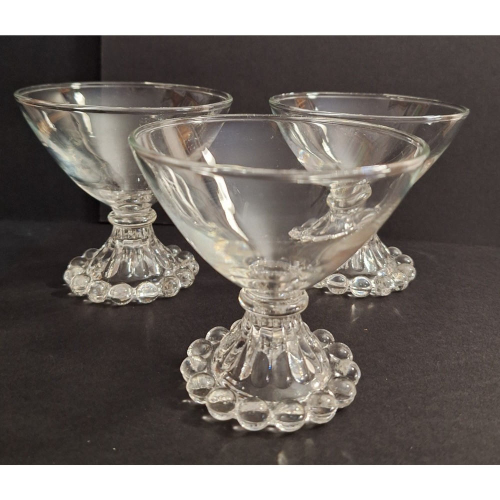 Set of 3 MCM Anchor Hocking Berwick Boopie Clear Champagne/Sherbet 3.5" Glasses